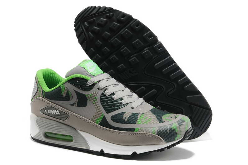 Nike Air Max 90 Chaussures Femmes Pre Tape Lt Gris Dk Bleu Herbe Verte